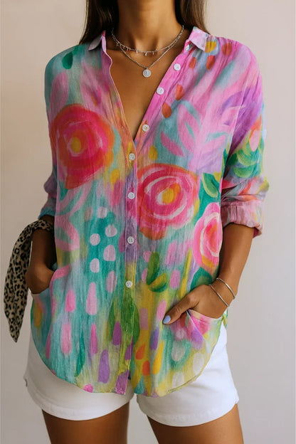 Kristy – Artistic Floral Print Blouse