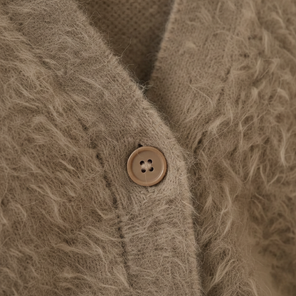 Marla – Fluffy V-Neck Button Cardigan