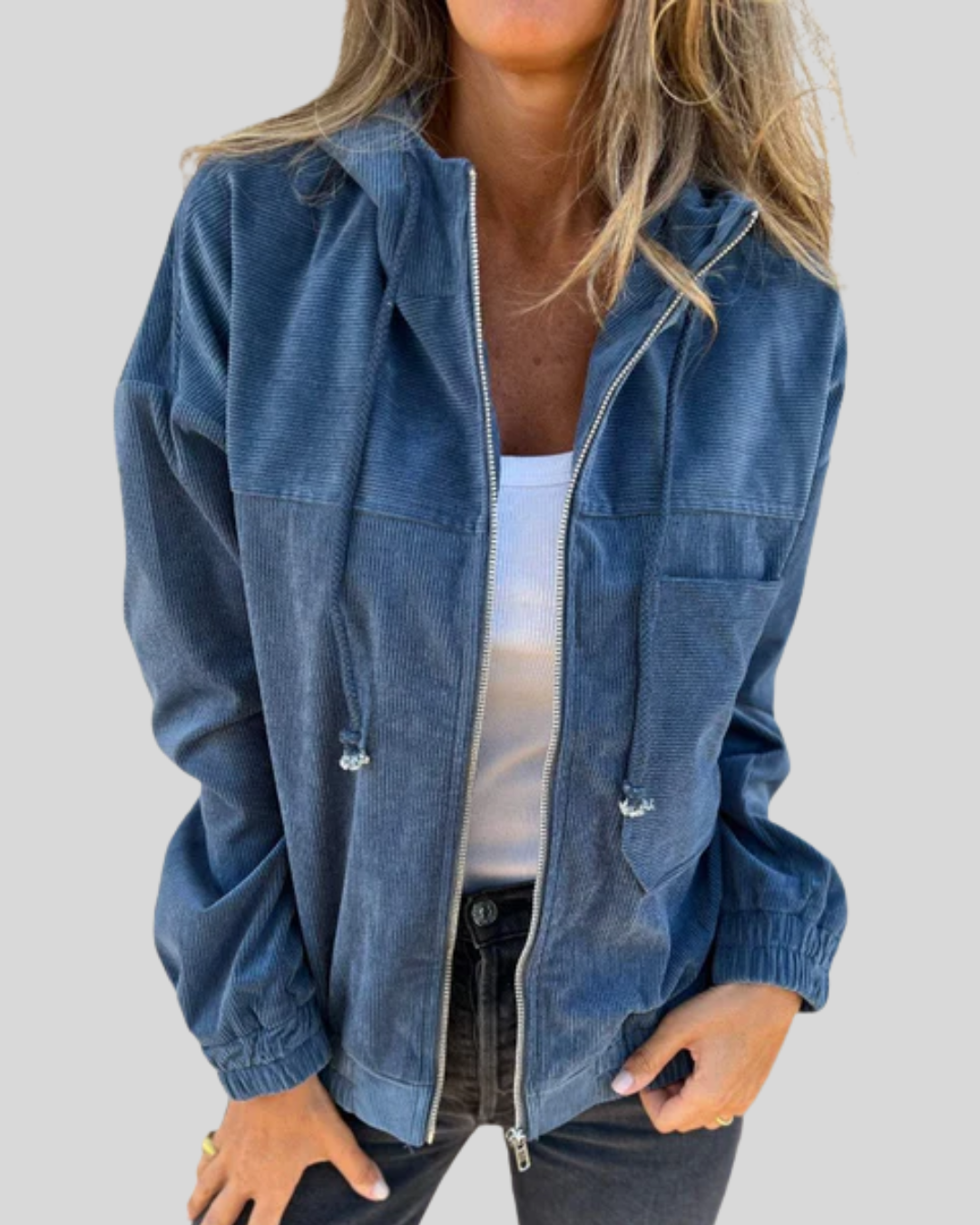 Anna – Corduroy Hooded Zip-Up Jacket