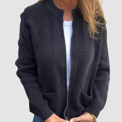 Corinne – Elegant Knit Zip-Up Cardigan