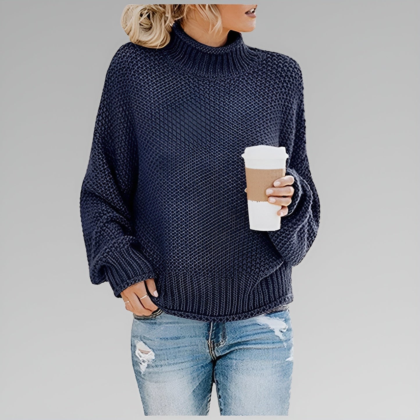 Wanda – Relaxed Mock Neck Knit Jumper