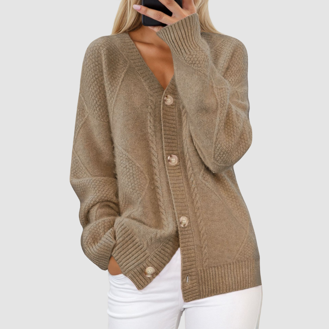 Vonda – Premium Knitted V-Neck Cardigan