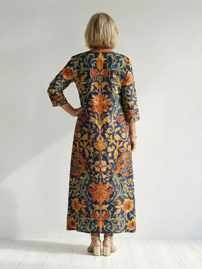 Stevie | Clean Ornate Floral Midi Dress