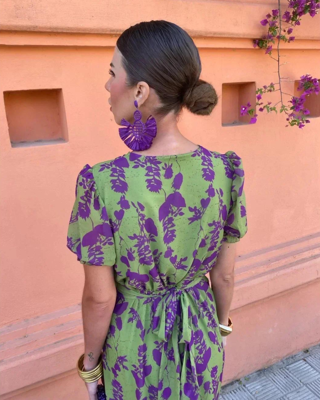 Denise – Floral Print Wrap Midi Dress