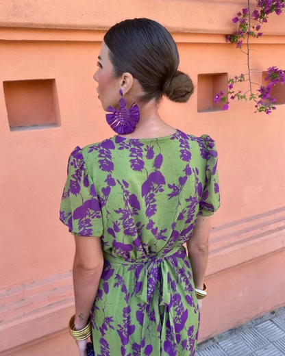Denise – Floral Print Wrap Midi Dress
