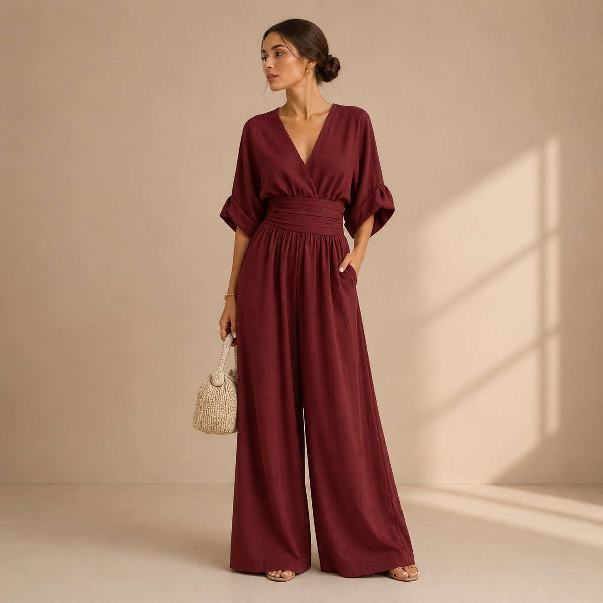 Alexandra – Wide-Leg Wrap Jumpsuit