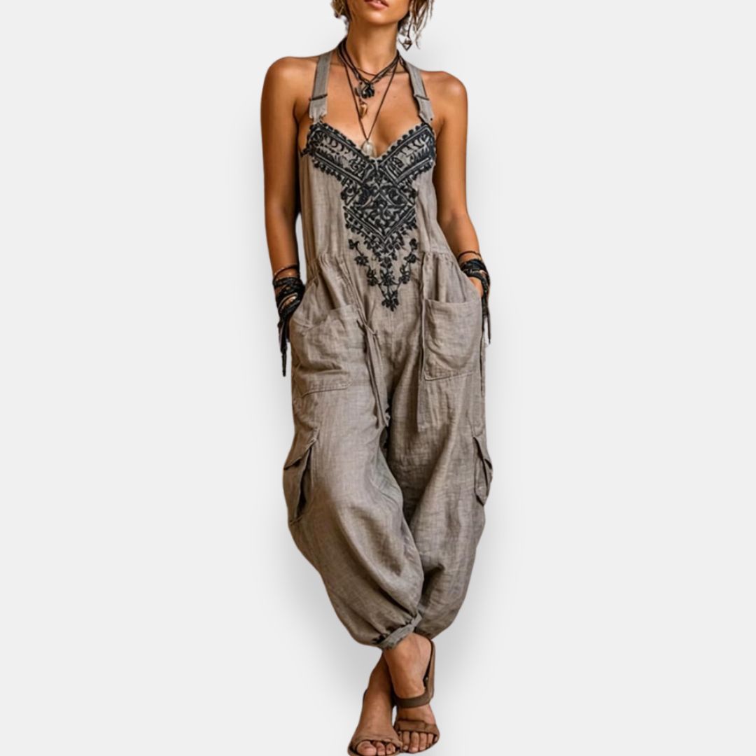 Rachelle – Boho Embroidered Relaxed Jumpsuit