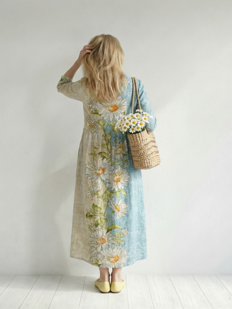 Jennifer | Light Daisy Midi Dress