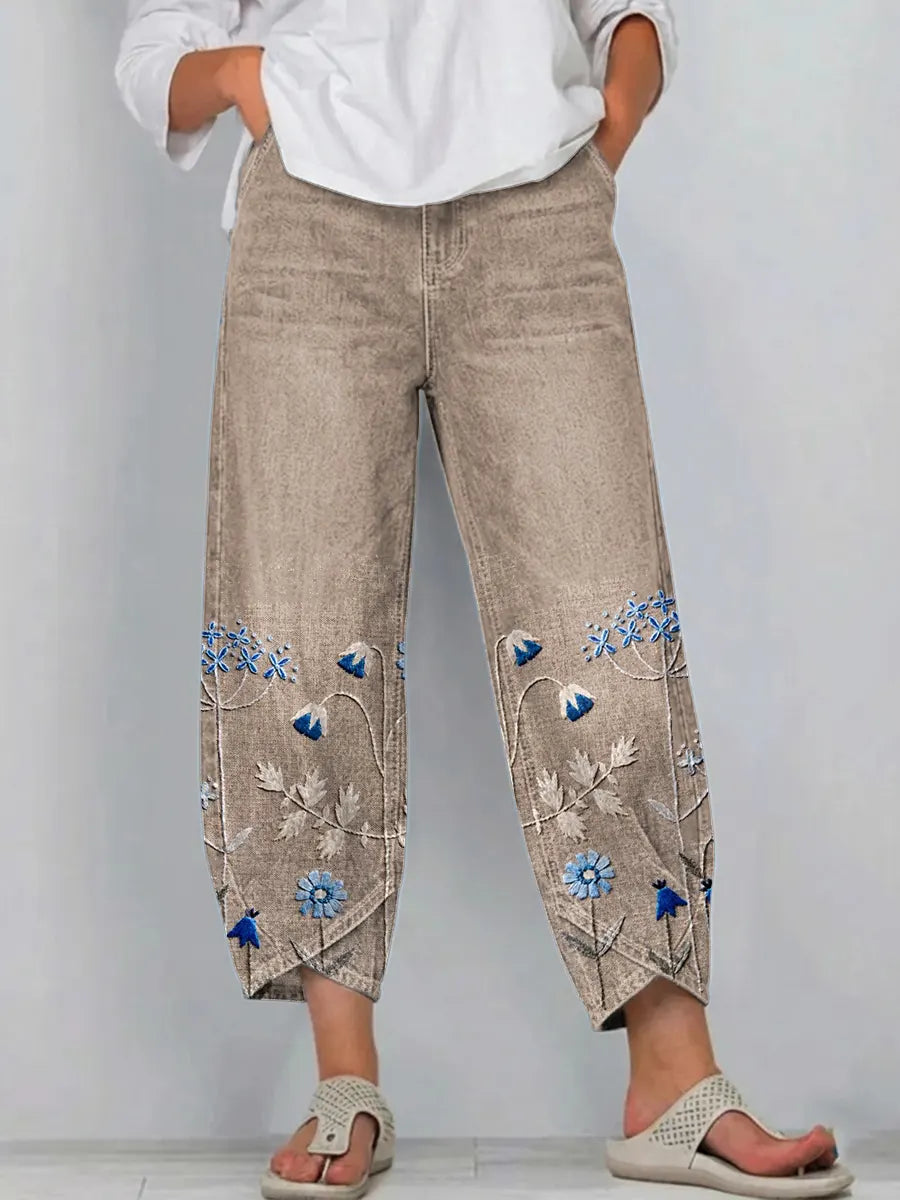 Fiona – Embroidered Relaxed-Fit Pants