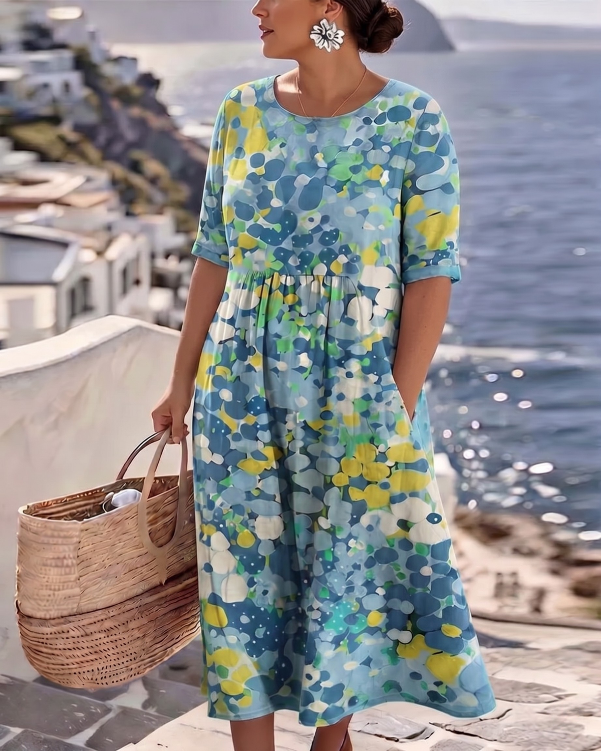 Vicki – Floral Print Relaxed Midi Dress