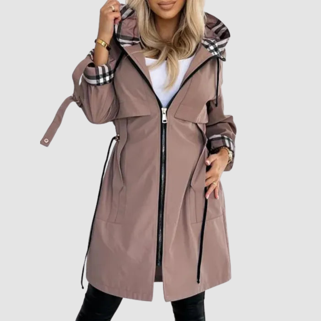 Angela – Hooded Zip Trench Coat