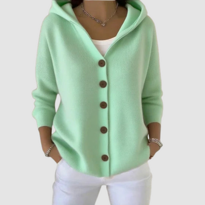 Lori – Hooded Button-Up Knit Cardigan