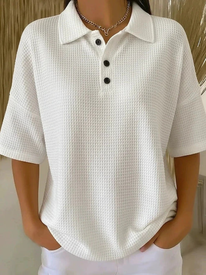 Peggie – Relaxed Waffle Knit Polo Top