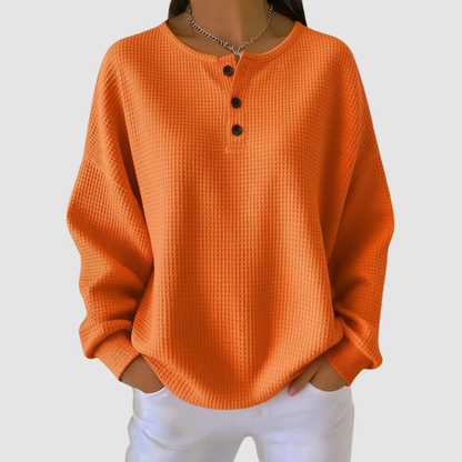 Doris – Waffle Knit Henley Top