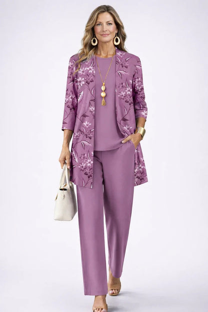 Jillian – Relaxed Leaf Print Three-Piece Set