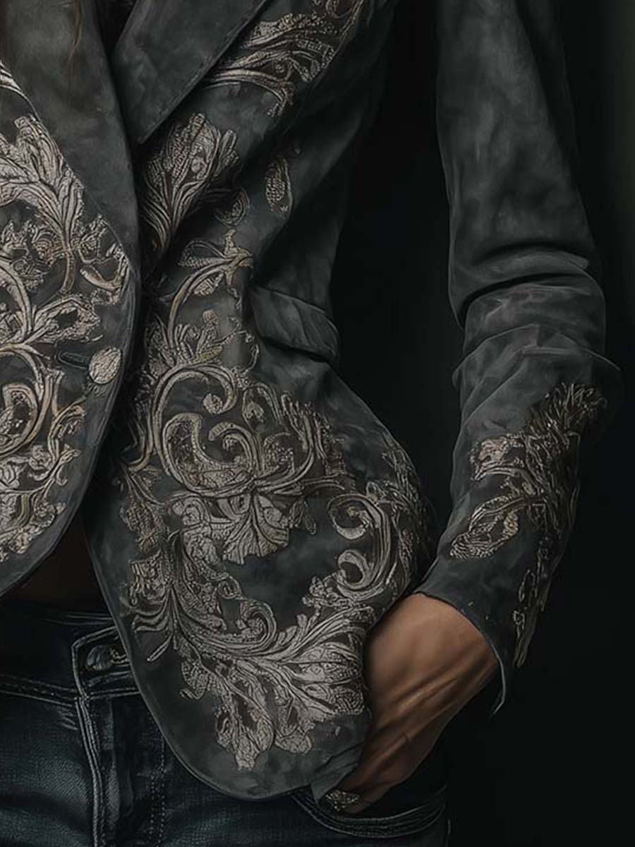 Reba – Embossed Floral Tailored Blazer