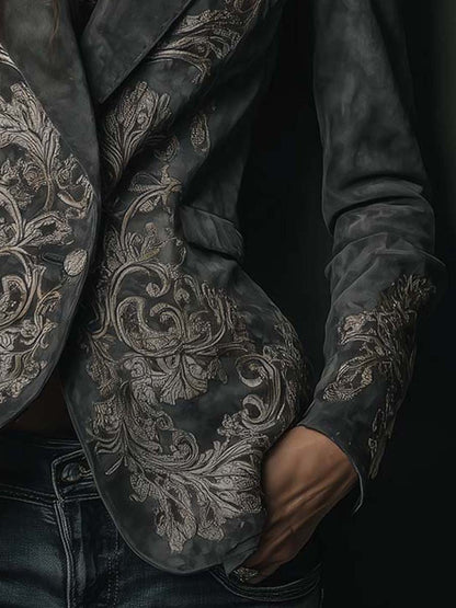 Reba – Embossed Floral Tailored Blazer