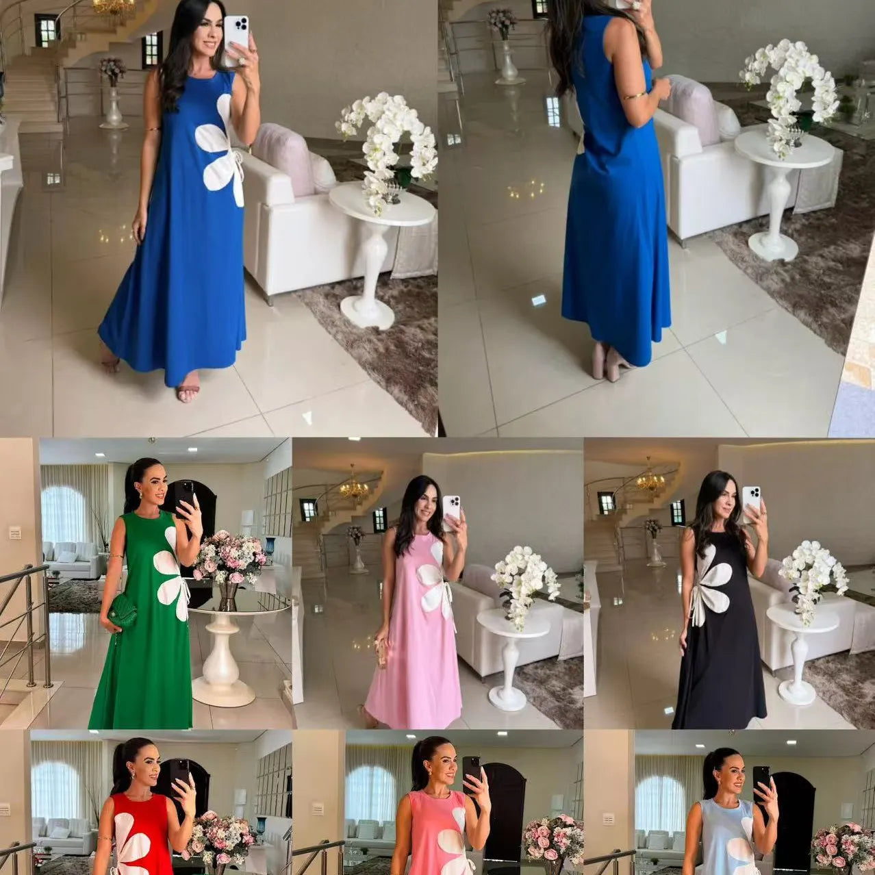 Henrietta – Floral Appliqué Sleeveless Maxi Dress