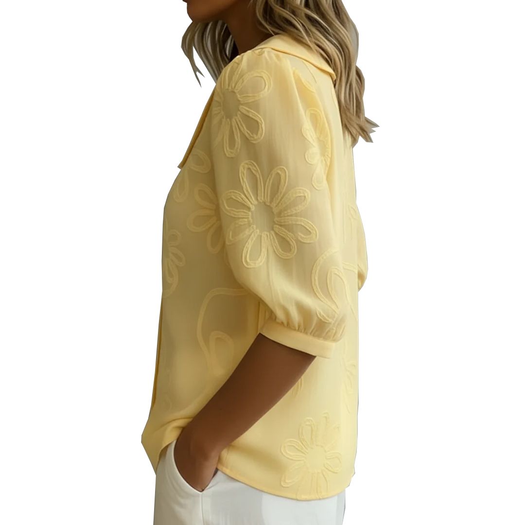 Katherine – Embroidered Floral Peter Pan Collar Blouse