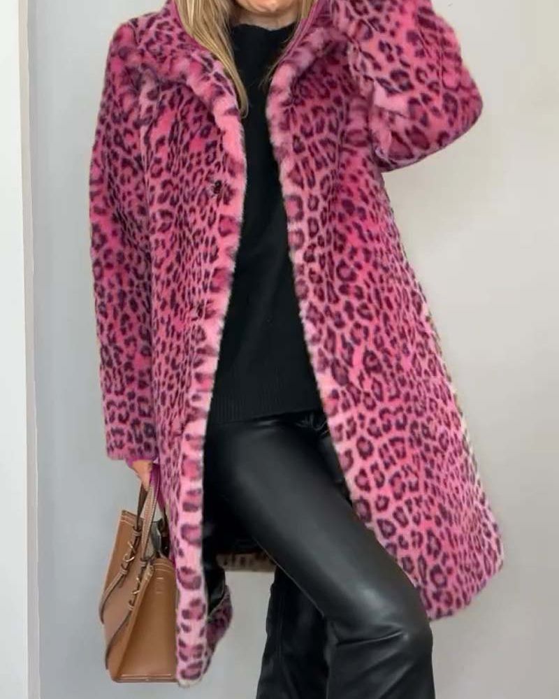 Pamela – Faux Fur Leopard Print Coat