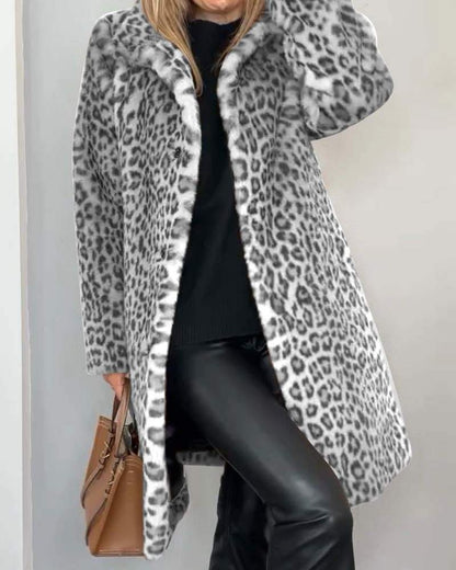 Pamela – Faux Fur Leopard Print Coat
