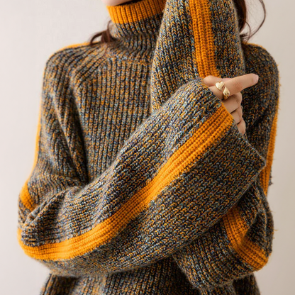 Mary – Turtleneck Contrast Trim Knit Jumper