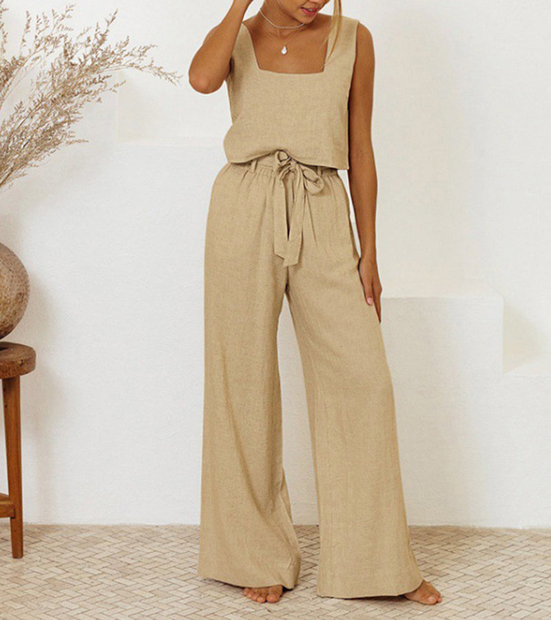 Cara | Minimalist Top Set and Wide Leg Pants