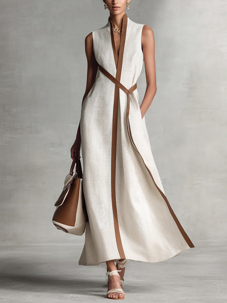 Ruby – Contrast Trim Sleeveless Maxi Dress