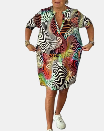 Celine | Colourful V-Neck Dress