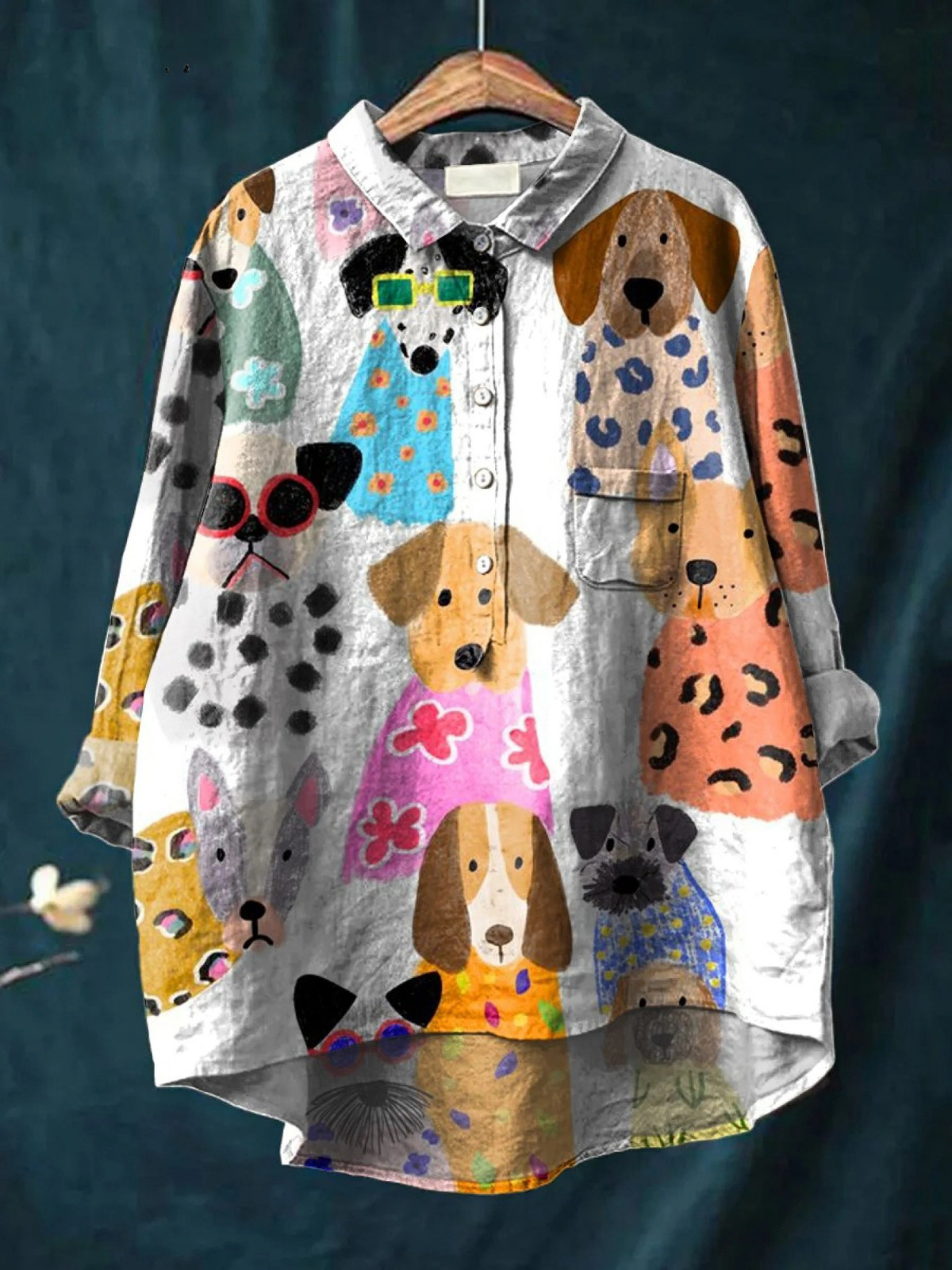 Mariah | Women's Colourful Fun Cartoon Puppy Print Casual Shirt