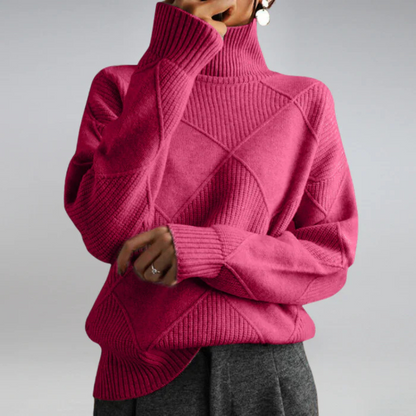 Bernice – Turtleneck Geometric Knit Jumper