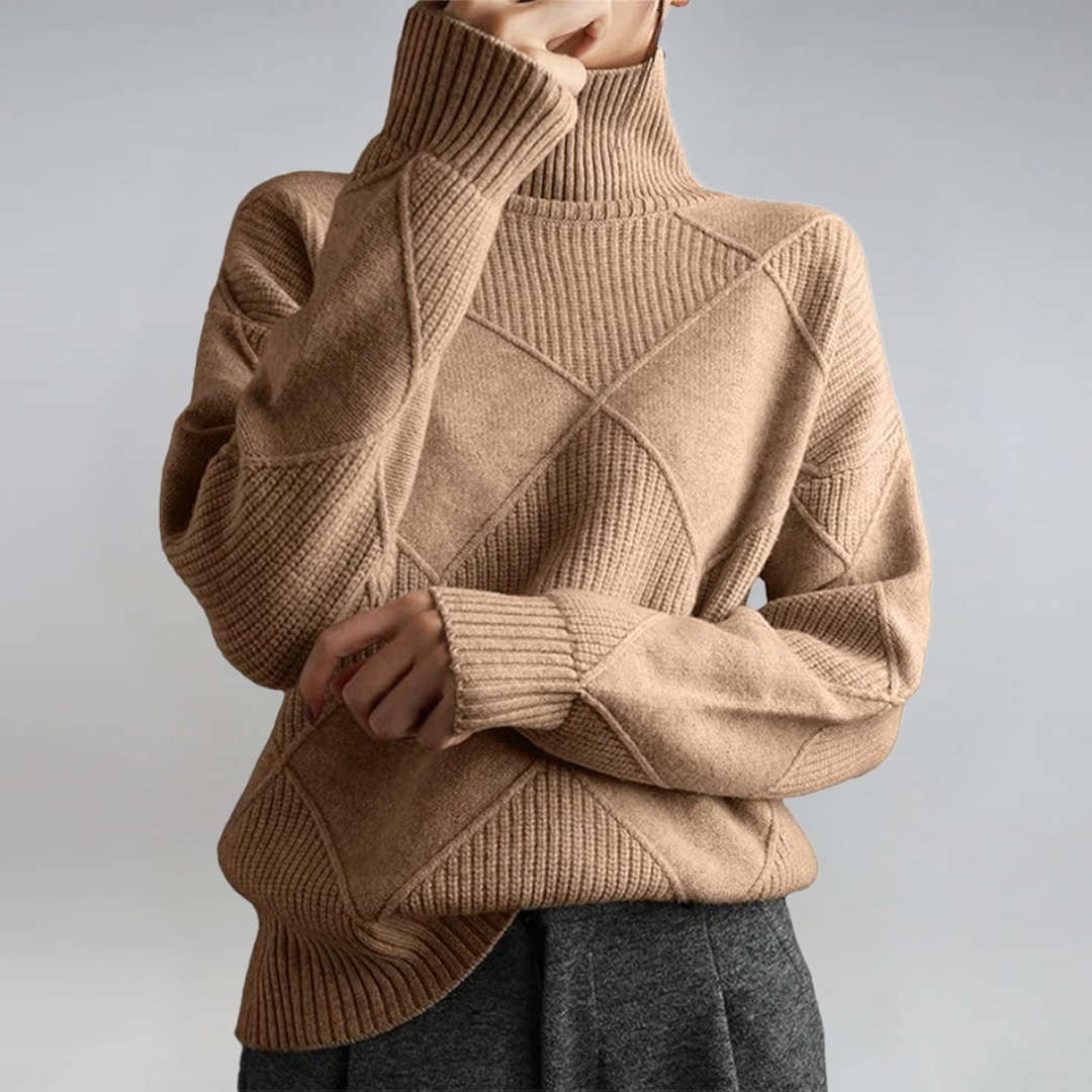 Bernice – Turtleneck Geometric Knit Jumper