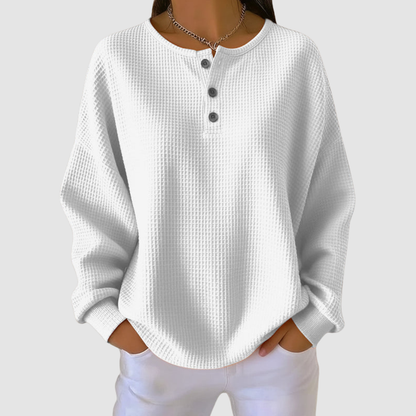 Doris – Waffle Knit Henley Top
