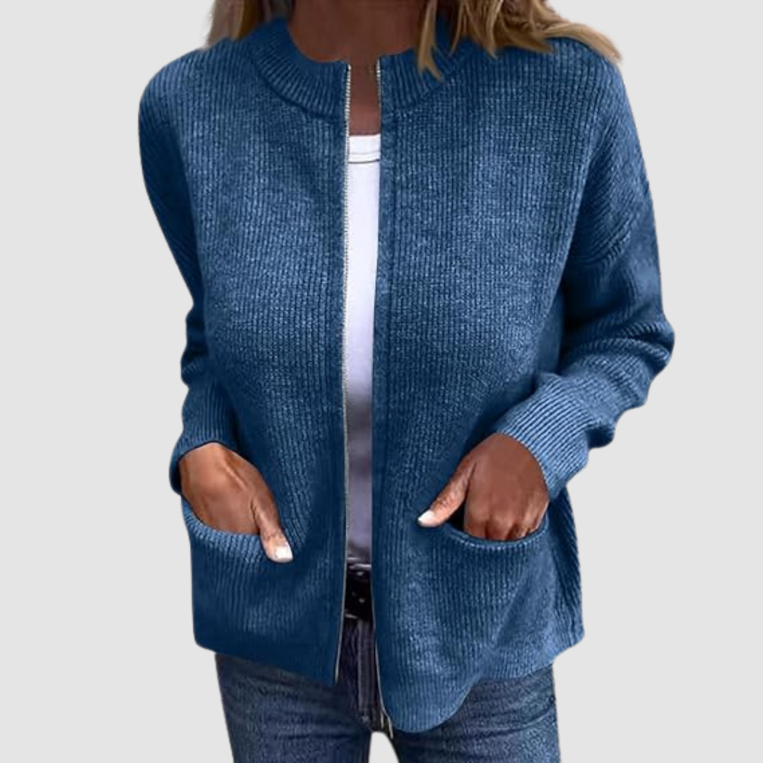 Corinne – Elegant Knit Zip-Up Cardigan