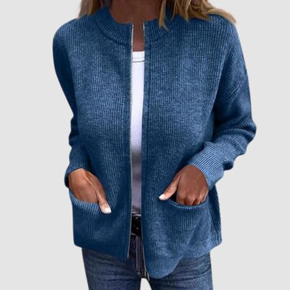Corinne – Elegant Knit Zip-Up Cardigan