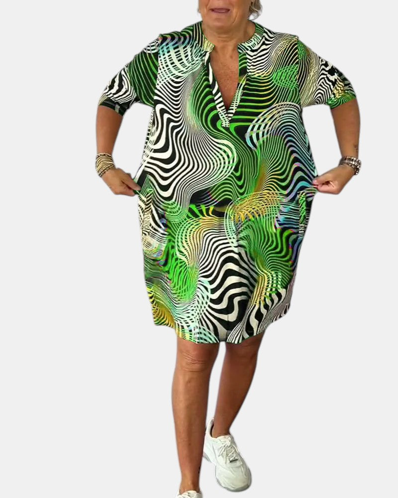 Celine | Colourful V-Neck Dress
