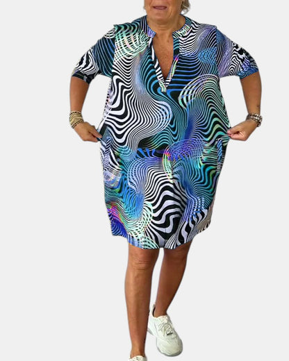 Celine | Colourful V-Neck Dress