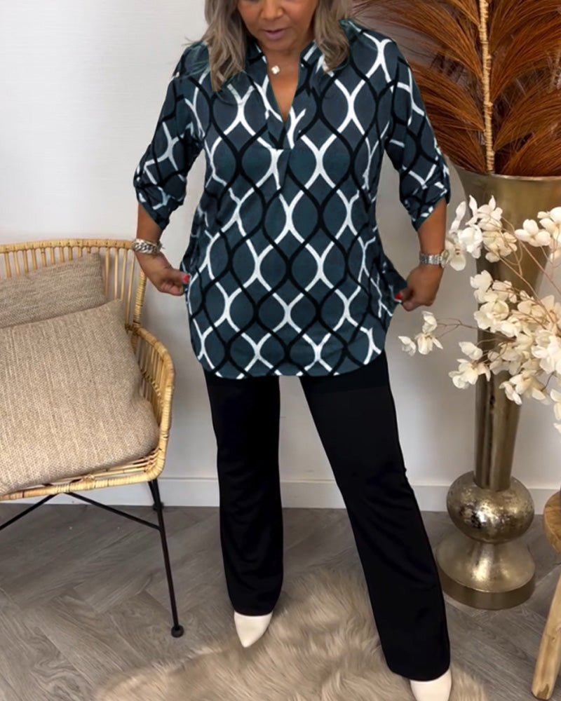 Vanda | Casual Blouse with Long Sleeves and Elegant Pattern