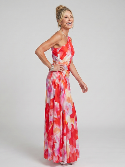 Elizabeth | One-Shoulder Pleated Midi Dress