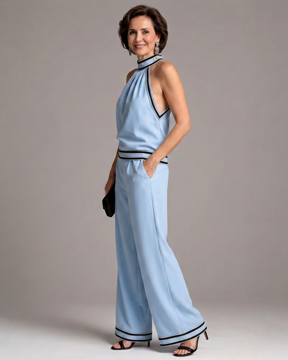 Tessa | Contrast-Trim Wide-Leg Jumpsuit