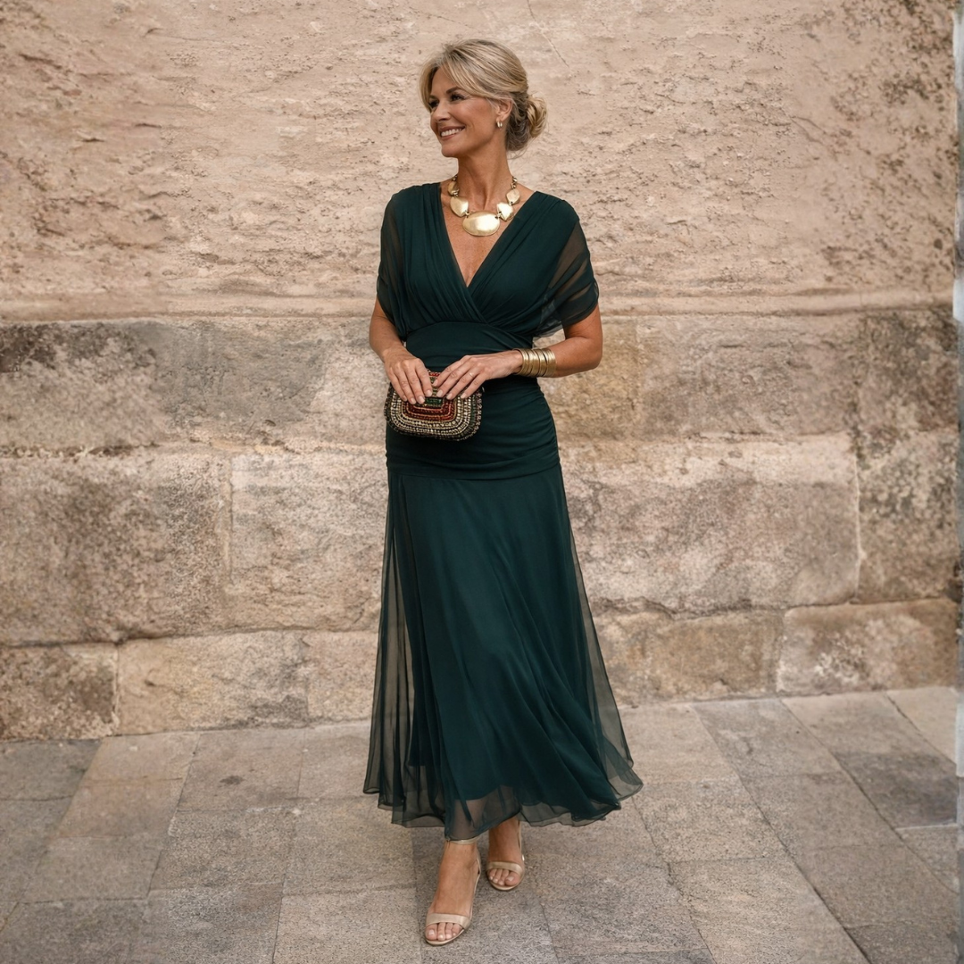 Mikaela – Draped Chiffon Maxi Dress