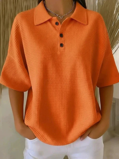 Peggie – Relaxed Waffle Knit Polo Top