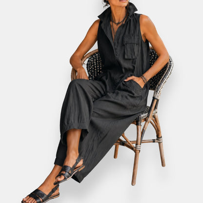 Victoria – Sleeveless Cargo Jumpsuit