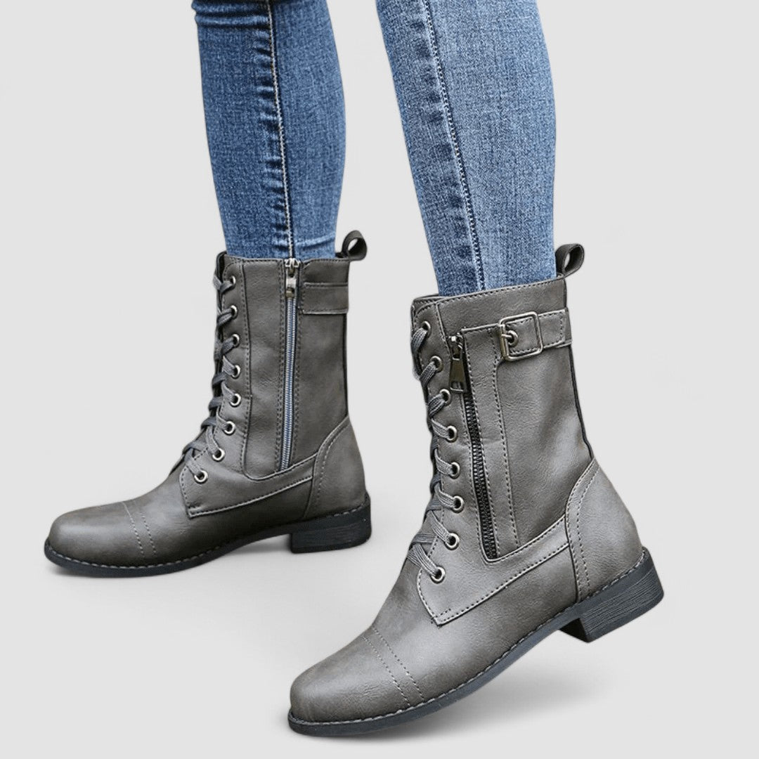 Cheryl – Lace-Up Combat Ankle Boots
