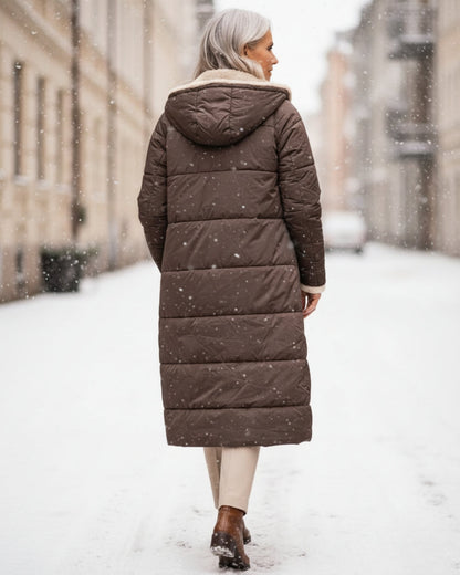 Debra – Quilted Sherpa-Lined Long Coat