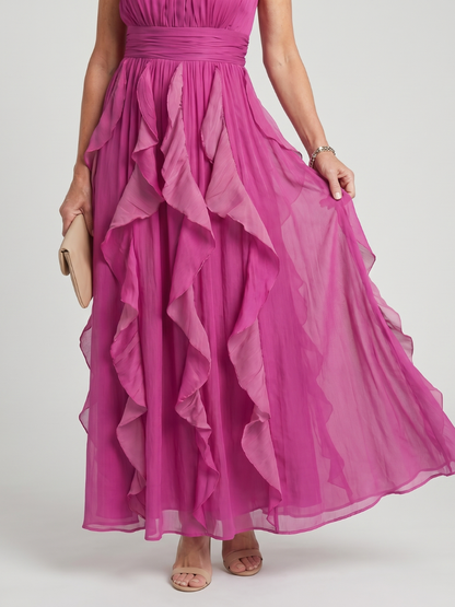 Chloe | High Neck Ruffle Maxi Dress