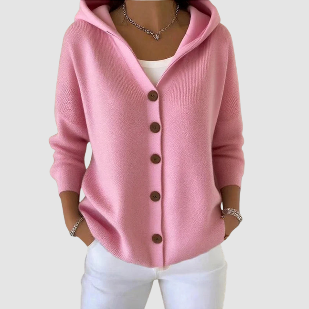 Lori – Hooded Button-Up Knit Cardigan