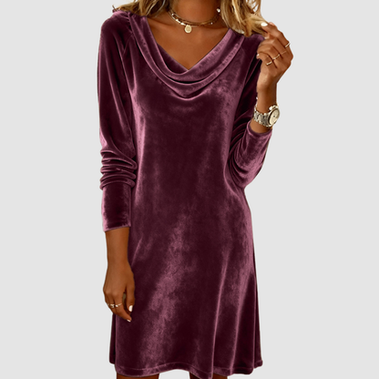 Stephanie – Velvet Cowl Neck Midi Dress