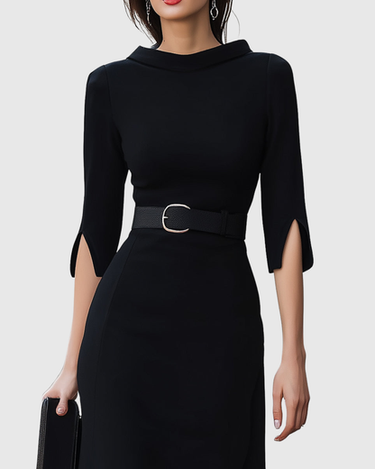 Zaya | Classic Black Midi Dress
