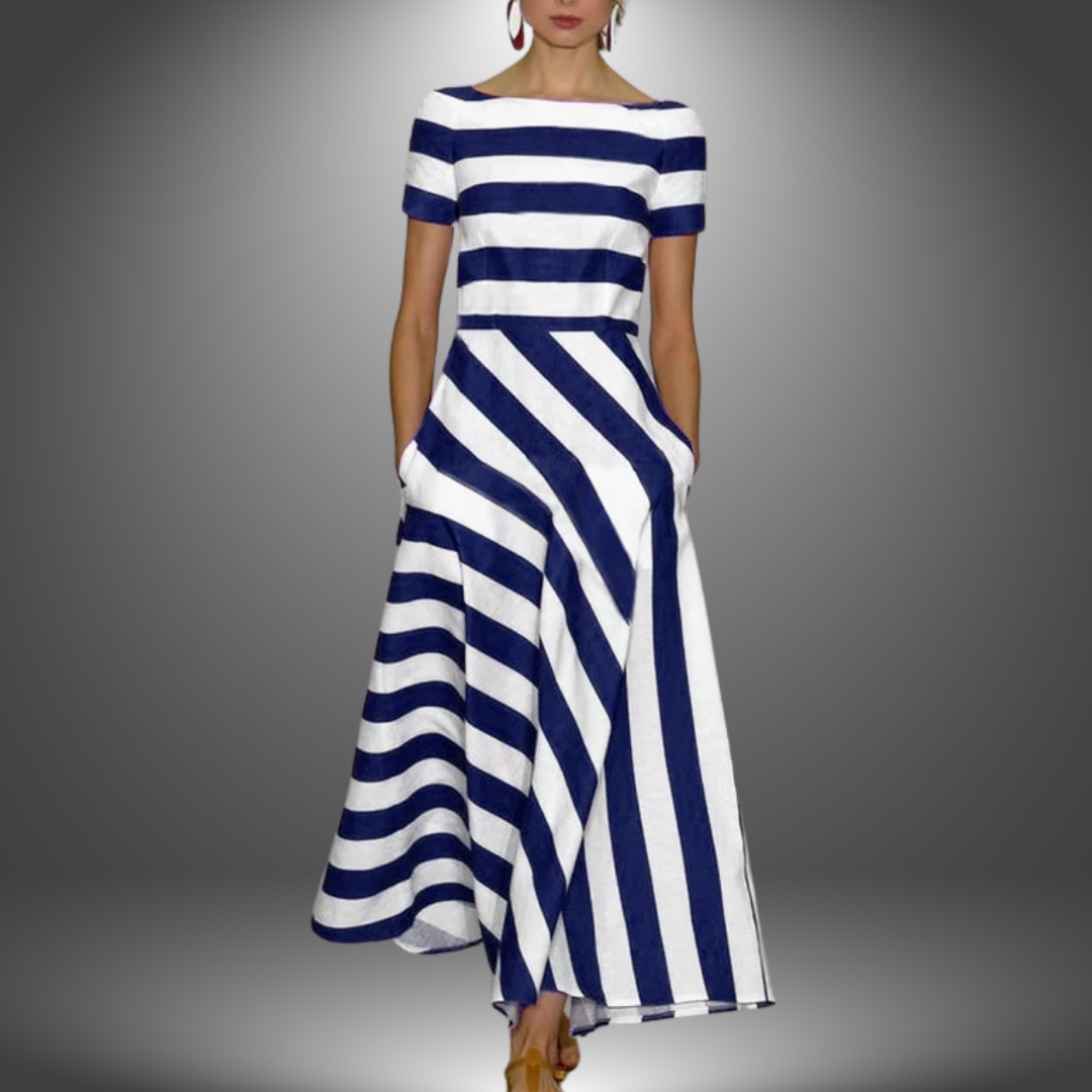 Minka | Striped a-Line Maxi Gown